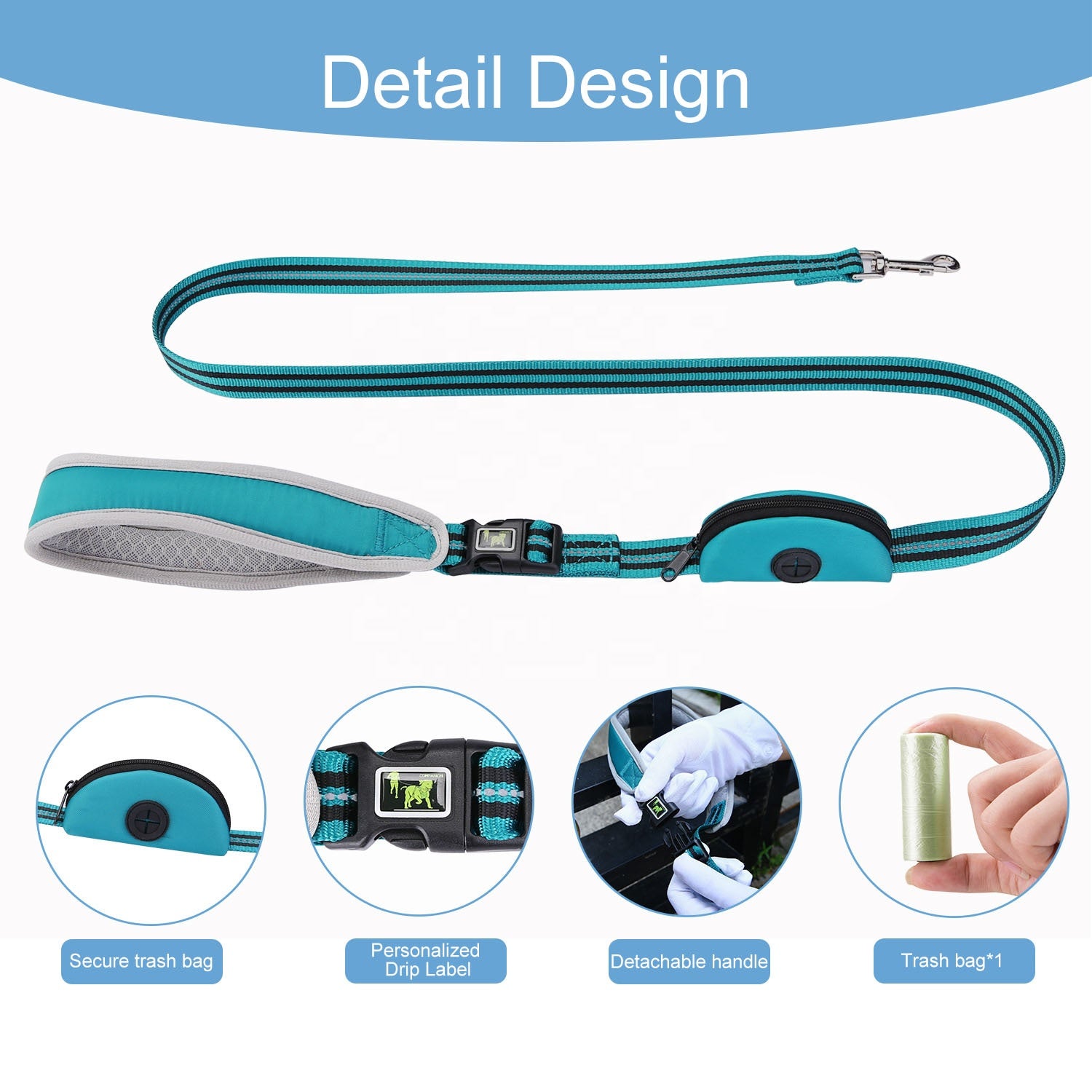 Reflective Dog Lead – Built-In Poo Bag Dispenser