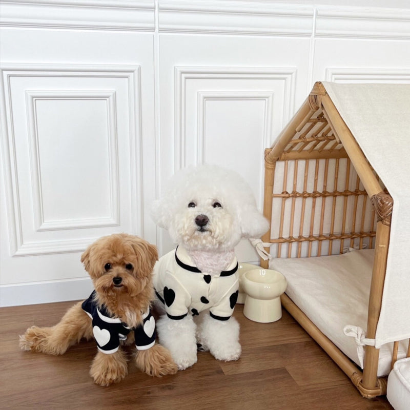 Heart Print Dog Onesie – Warm Fleece Outfit