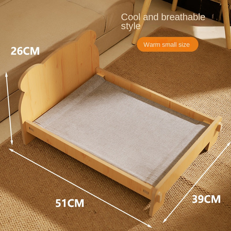 Solid Wood Dog Bed – Removable Cushion