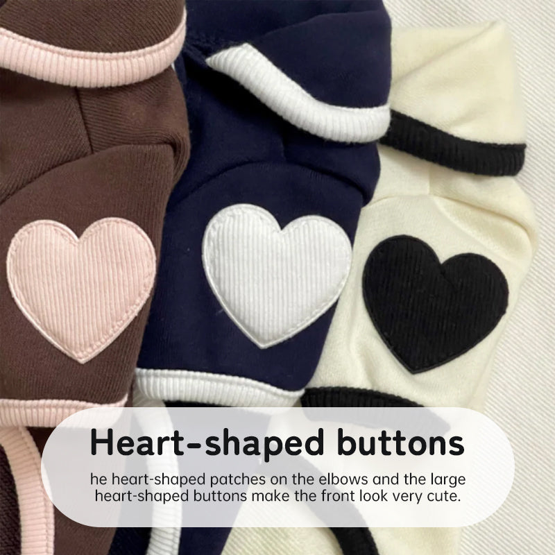 Heart Print Dog Onesie – Warm Fleece Outfit