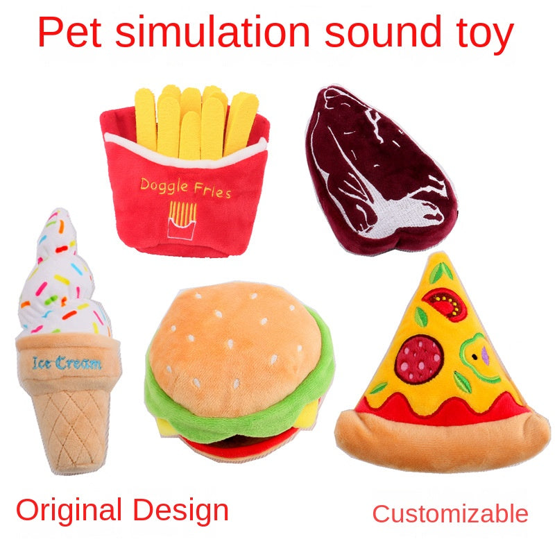 Plush Burger Dog Toy – Interactive Squeaky Chew