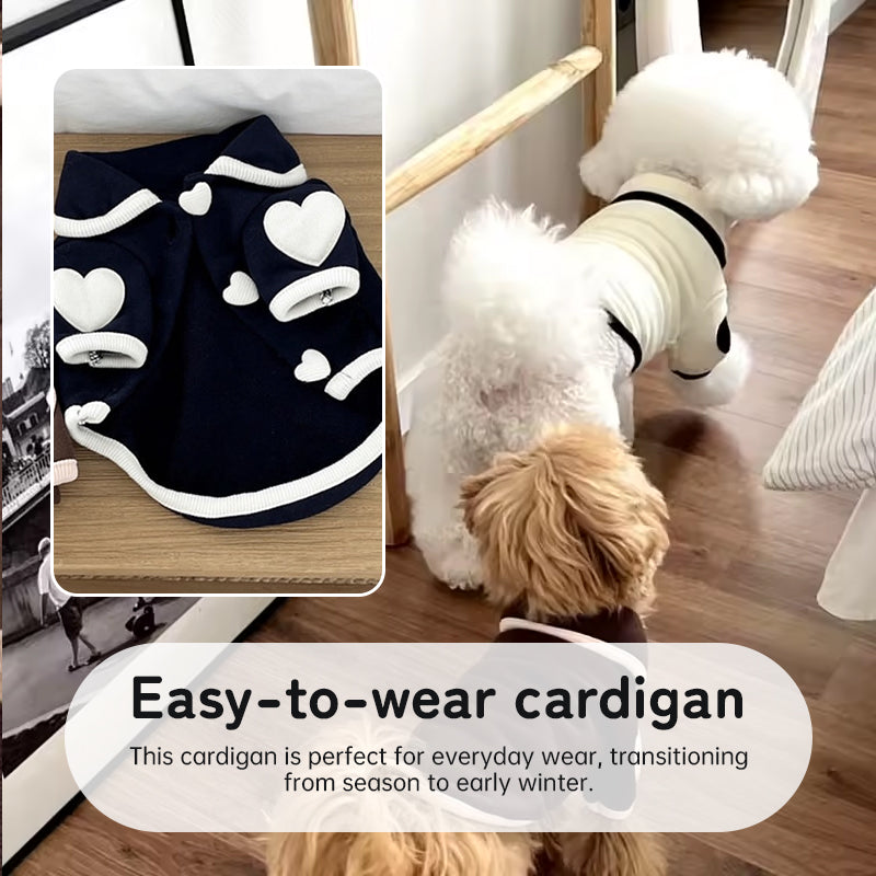 Heart Print Dog Onesie – Warm Fleece Outfit