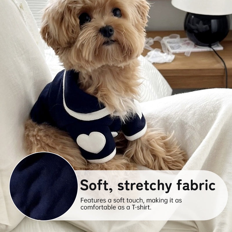 Heart Print Dog Onesie – Warm Fleece Outfit