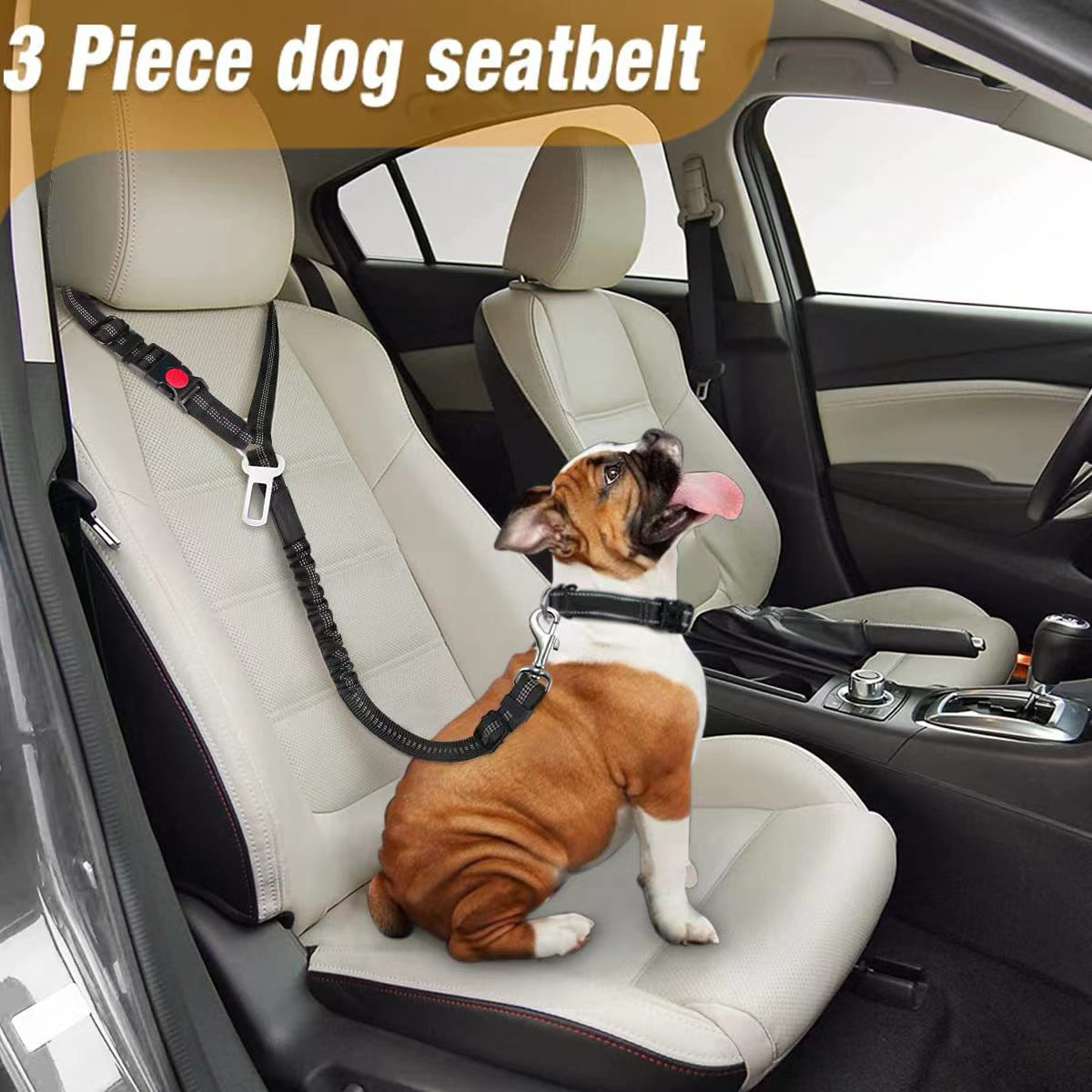 3-In-1 Dog Car Seat Belt – Shock Absorbing Safety Lead