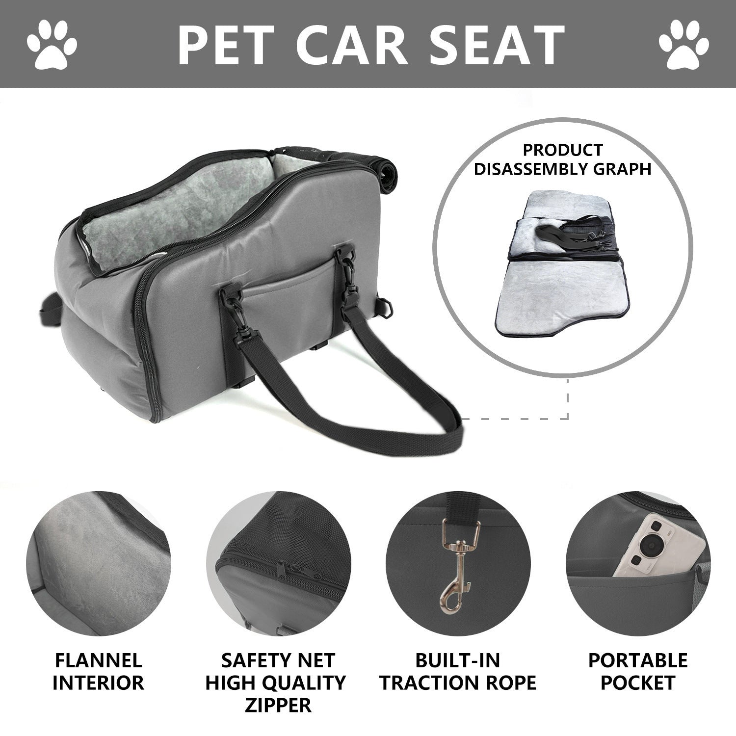 Centre Console Dog Car Seat – Portable Travel Carrier