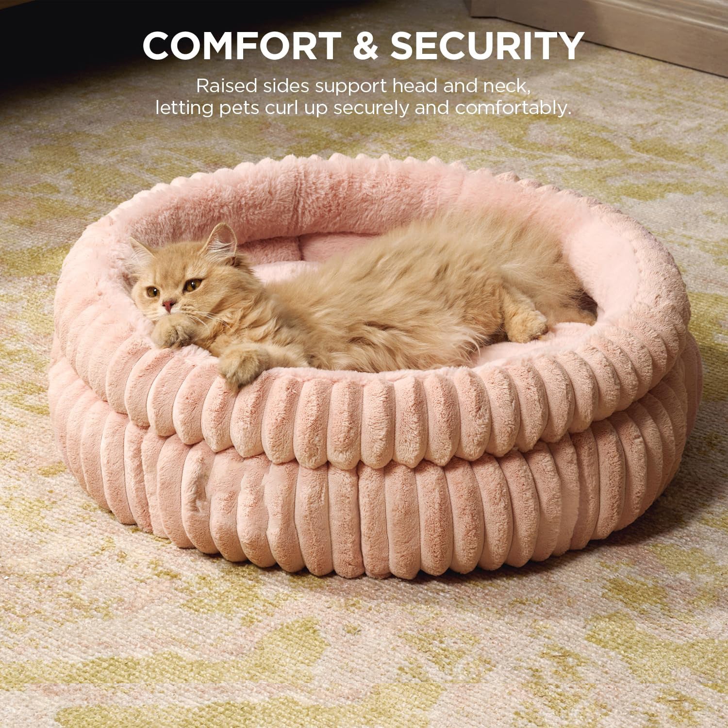 Round Calming Dog Bed – Ribbed Plush