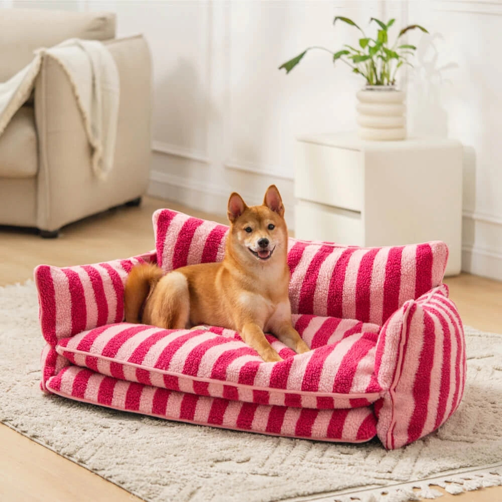 Orthopaedic Dog Sofa Bed – Striped Cushion