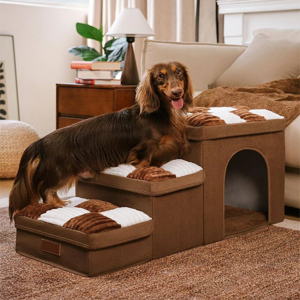 Foldable Dog Stairs – Hidden Storage & Bed