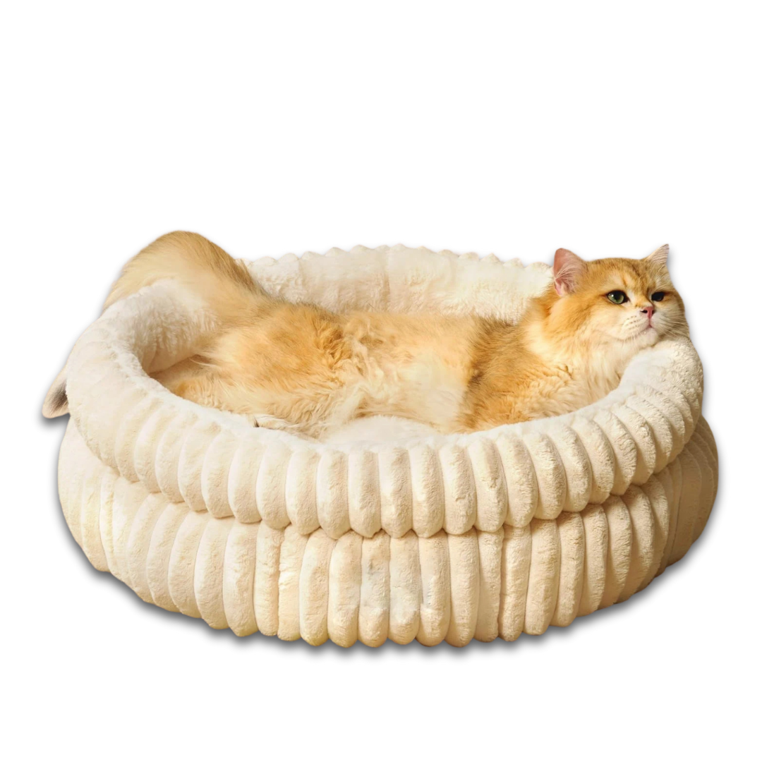 Round Calming Dog Bed – Ribbed Plush