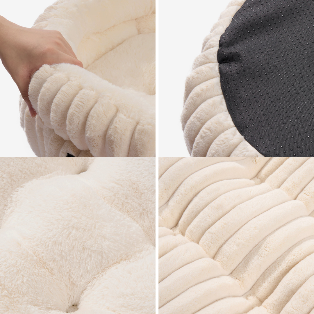 Round Calming Dog Bed – Ribbed Plush